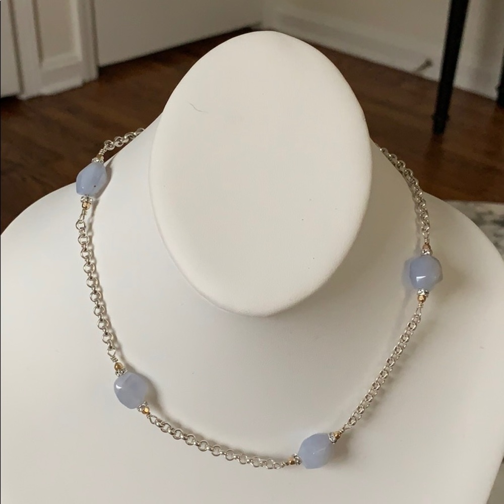 Sterling, Blue Chalcedony, 14k GF Necklace